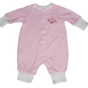 Vintage Bright Future Jumpsuit Long-sleeve Pink Bunny Baby Girls Newborn